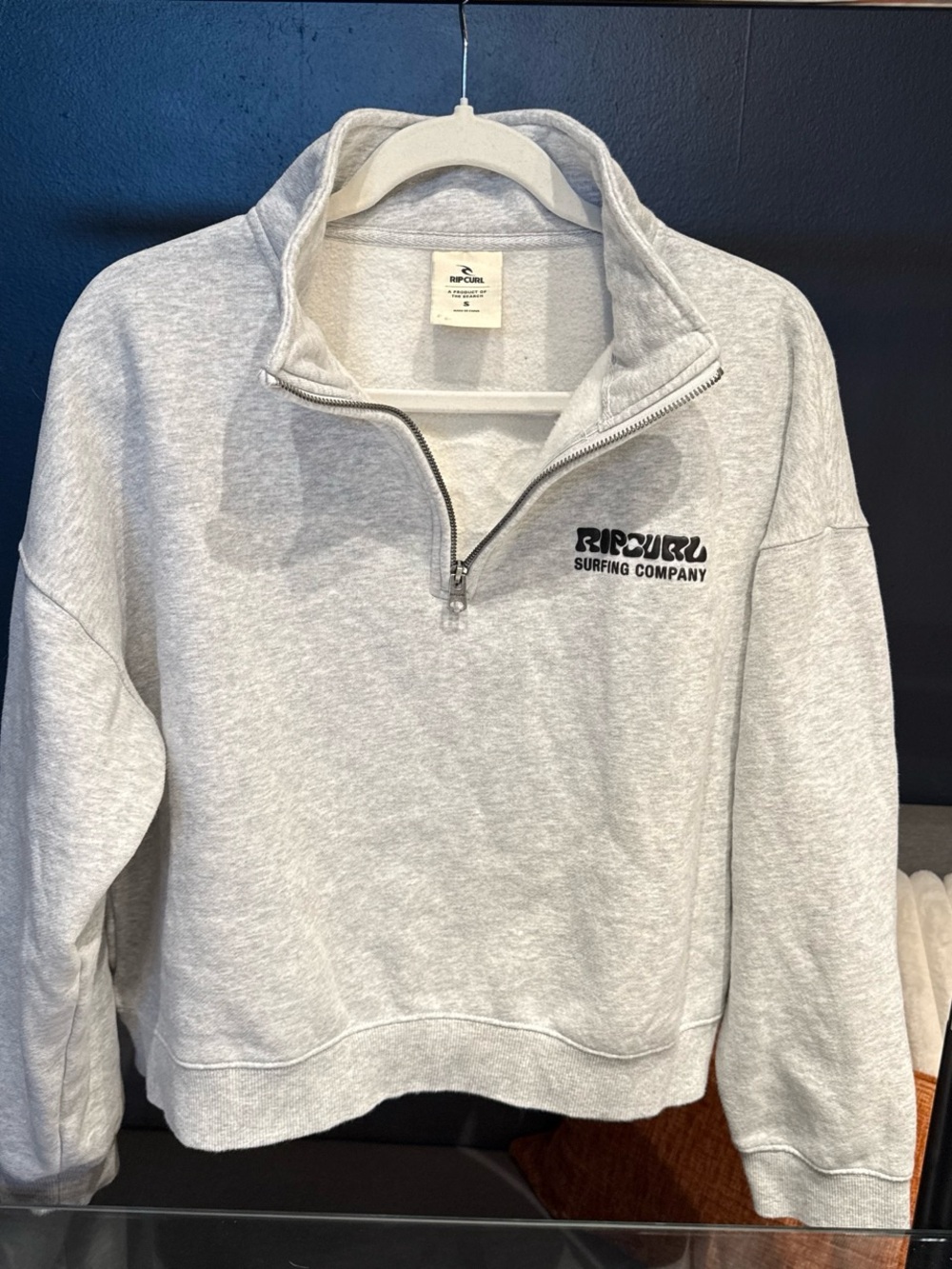 Rip Curl Light Gray Half-Zip Crew Sweatshirt